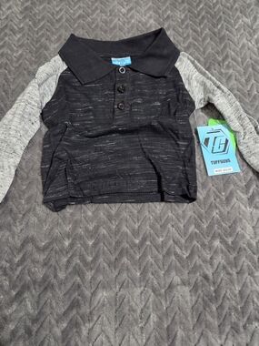 Boys Tuff Guys Black Polo with Gray Raglan Sleeves -